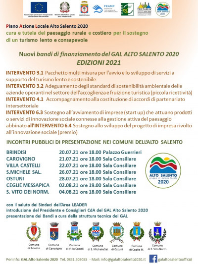 Presentazione nuovi bandi di finanziamento del GAL ALTO SALENTO 2020 - EDIZIO...