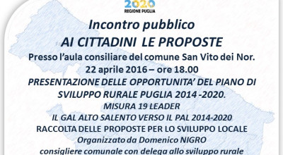 GAL Alto Salento: Presentazione del Piano di Sviluppo Rurale 2014/2020